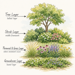 Creating a Beautiful Native Garden with Layers garden planting layers infographic (1)