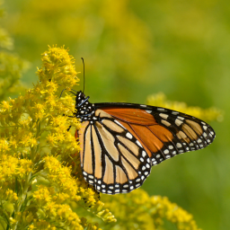 The Best Native Michigan Plants for Late-Summer Pollinators monarch on goldenrod
