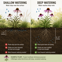What Is The Best Formula For Watering Native Plants shallow vs deep watering