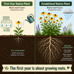 What Is The Best Formula For Watering Native Plants the first year is about the roots