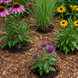 vibrant mulched summer garden
