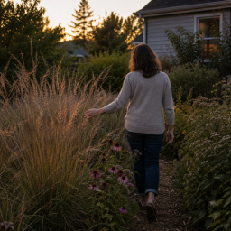 golden hour walk in the garden