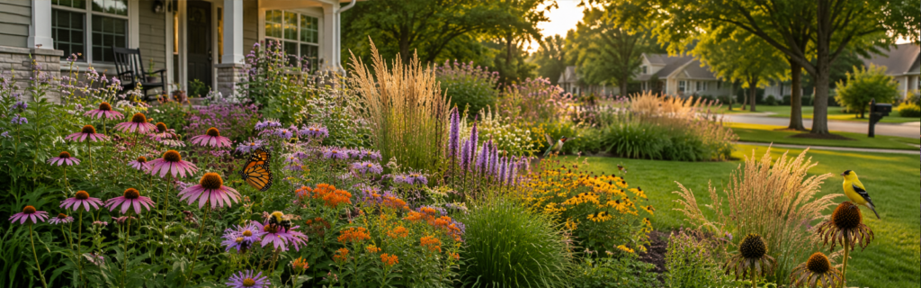 banner mature native garden