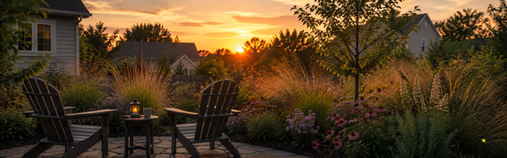 banner sunset garden retreat with cozy chairs (1)
