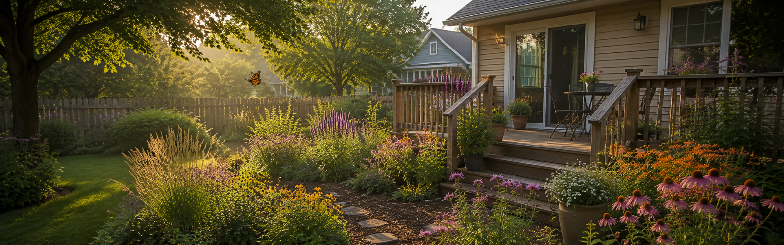 What's Blooming Across Michigan Right Now π whats blooming jul 26 serene backyard garden with morning light
