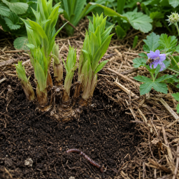 clay garden with sprouts and pollinators 