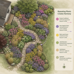 How To Design a Four-Season Michigan Garden layered garden planting diagram in sunlight (1)