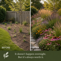 sandy garden transformation before and after