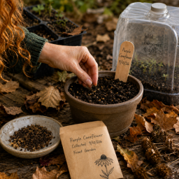 gardener planting saved seeds