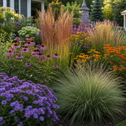 grasses with native flowers