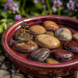 water feature with butterfly