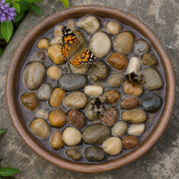 water feature with pollinators
